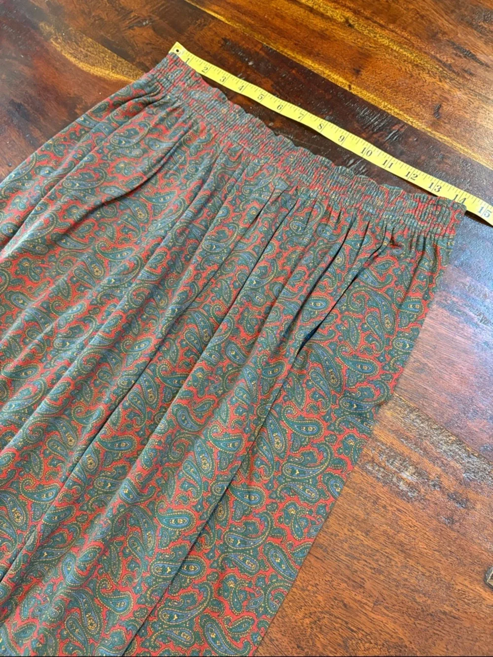Vintage Ralph Lauren Blue Label 90s Cotton Stretch Paisley Midi Skirt Medium - Picture 10 of 12
